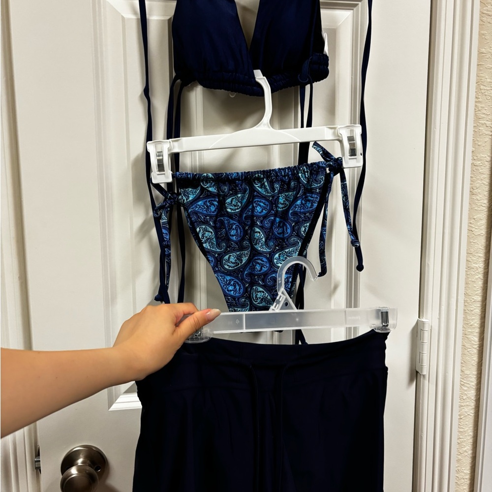 Navy Blue Paisley Bikini Set